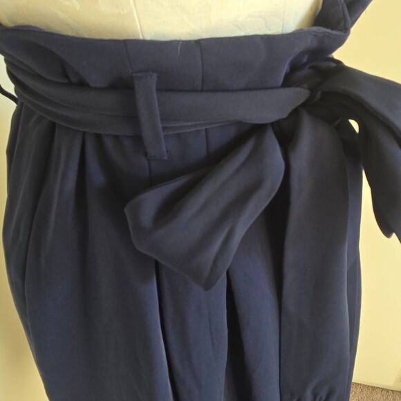 Loft Navy Faux Wrap Pleated/Belted Lined Skirt, Knee Length, NWOT, sz. 4 - Picture 6 of 13